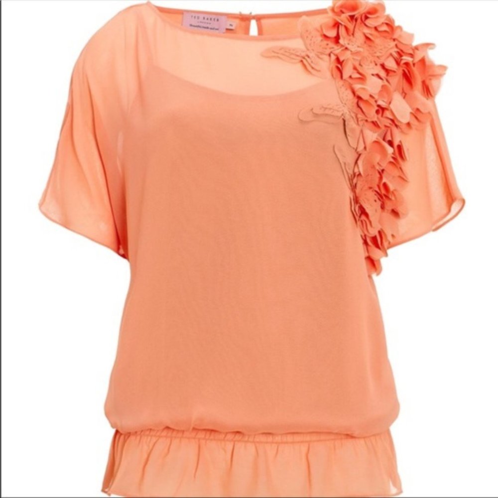 Ted Baker London Teren 3D Frill Shoulder Top Sz 2